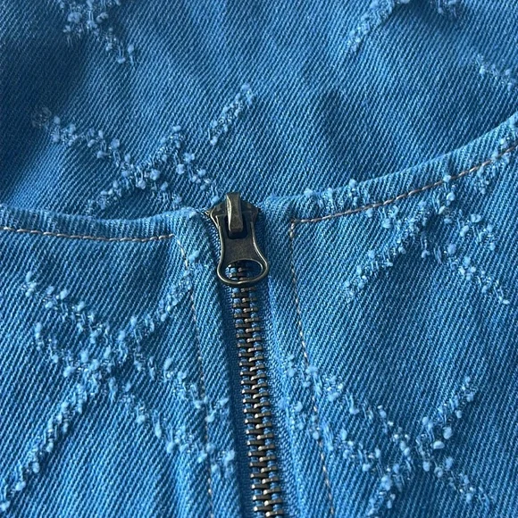Kirious Los Angeles Blue Denim Textured Zip Back Top Excellent Condition Size XS - Picture 7 of 9